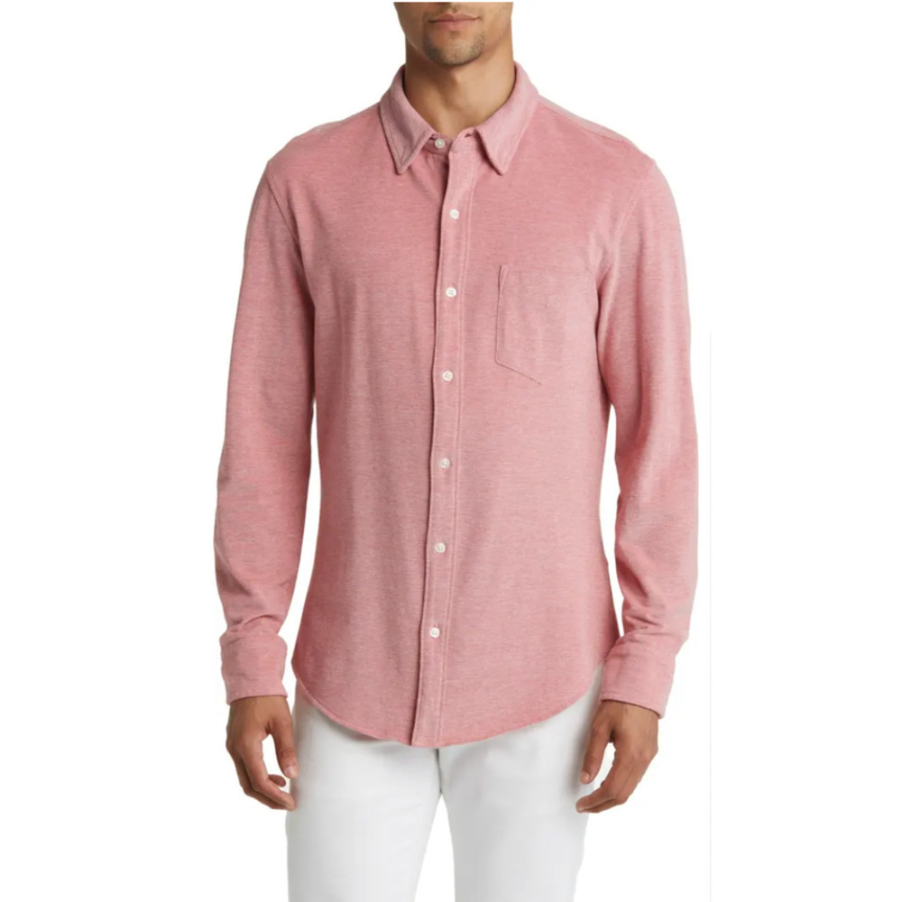 Bonobos Standard Fit Pink Oxford Cotton Knit Button-Front Shirt - Size Medium